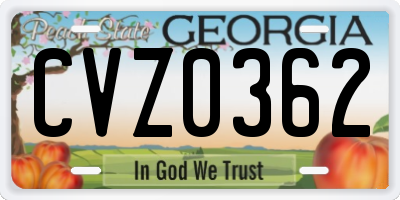 GA license plate CVZ0362