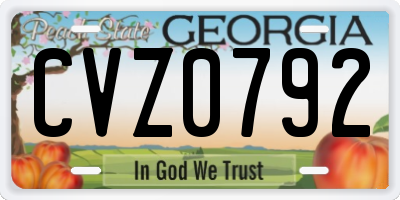 GA license plate CVZ0792