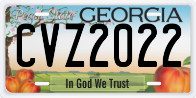 GA license plate CVZ2022