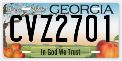 GA license plate CVZ2701