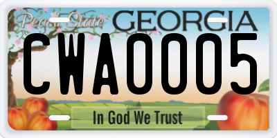 GA license plate CWA0005