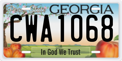 GA license plate CWA1068