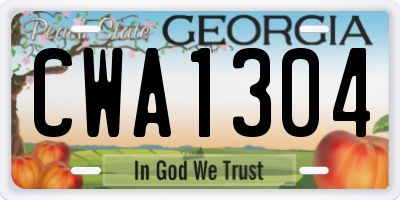 GA license plate CWA1304
