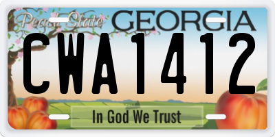 GA license plate CWA1412