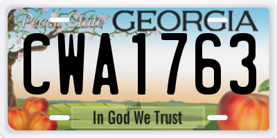 GA license plate CWA1763