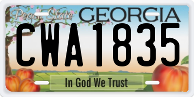 GA license plate CWA1835