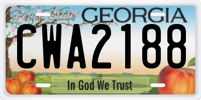 GA license plate CWA2188