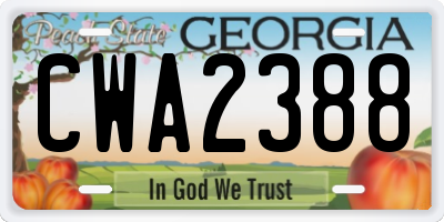 GA license plate CWA2388