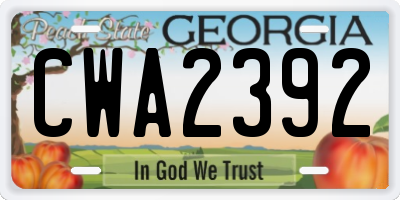 GA license plate CWA2392