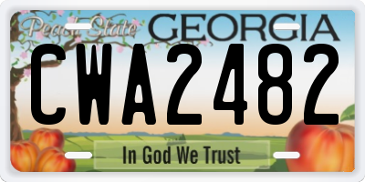 GA license plate CWA2482