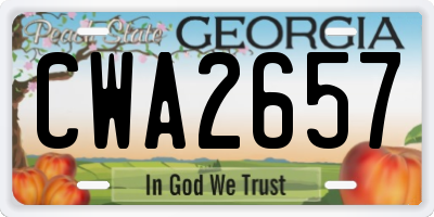 GA license plate CWA2657