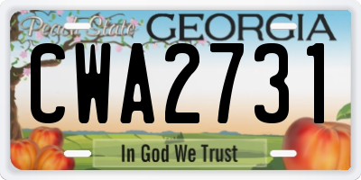GA license plate CWA2731