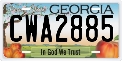 GA license plate CWA2885