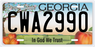 GA license plate CWA2990