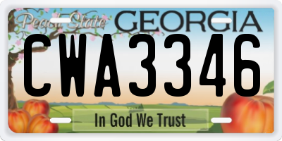 GA license plate CWA3346