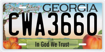 GA license plate CWA3660