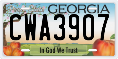 GA license plate CWA3907