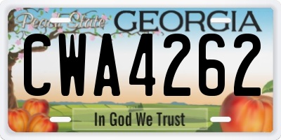 GA license plate CWA4262