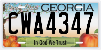 GA license plate CWA4347