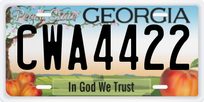 GA license plate CWA4422