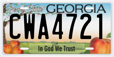 GA license plate CWA4721