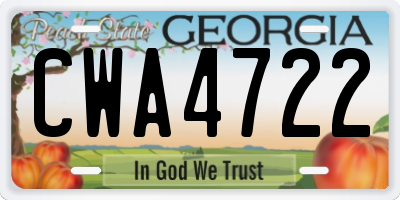 GA license plate CWA4722