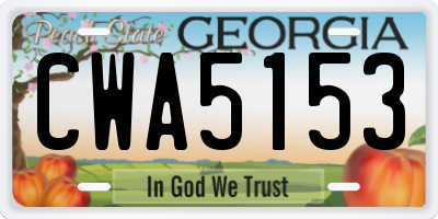 GA license plate CWA5153