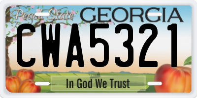 GA license plate CWA5321