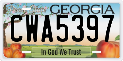 GA license plate CWA5397