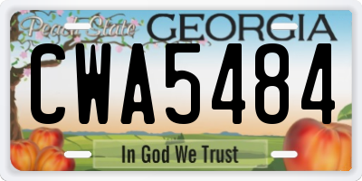 GA license plate CWA5484