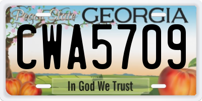 GA license plate CWA5709