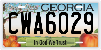 GA license plate CWA6029