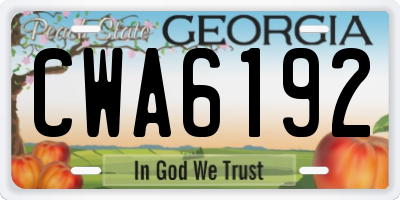 GA license plate CWA6192