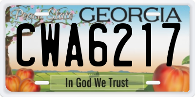 GA license plate CWA6217