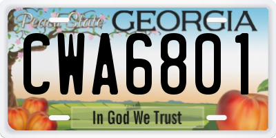 GA license plate CWA6801