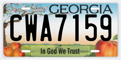 GA license plate CWA7159