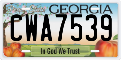 GA license plate CWA7539