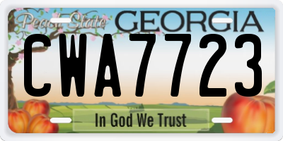 GA license plate CWA7723