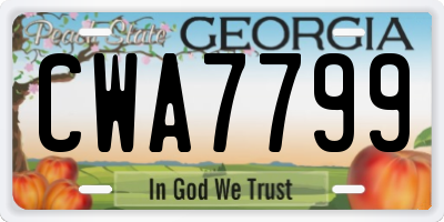 GA license plate CWA7799