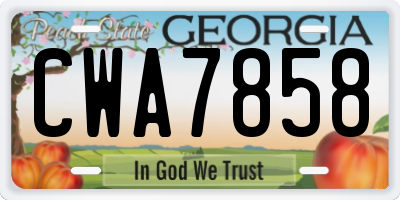 GA license plate CWA7858