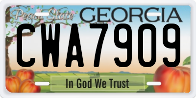 GA license plate CWA7909
