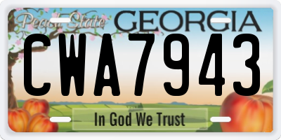 GA license plate CWA7943
