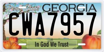 GA license plate CWA7957