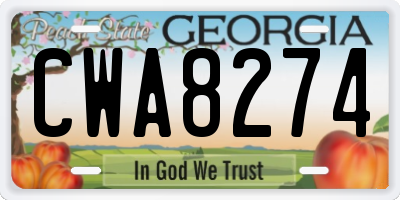 GA license plate CWA8274