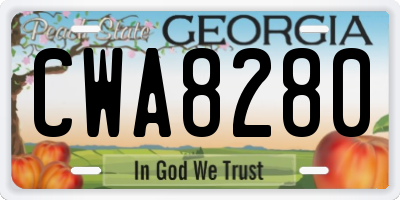 GA license plate CWA8280
