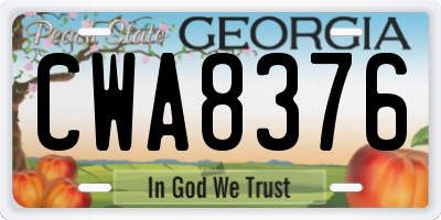 GA license plate CWA8376
