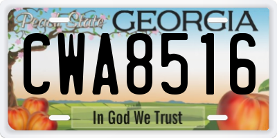 GA license plate CWA8516