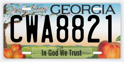 GA license plate CWA8821