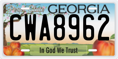 GA license plate CWA8962