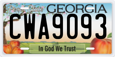 GA license plate CWA9093